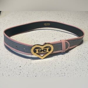 Escada pink trim houndstooth belt gold hardware